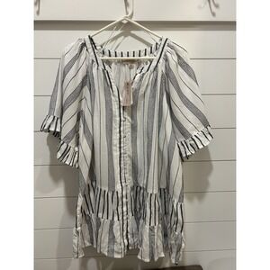 Philosophy White Blck April Fash Peplum Gypsy  Flutter Sleeve Boho GauzePlus 3X